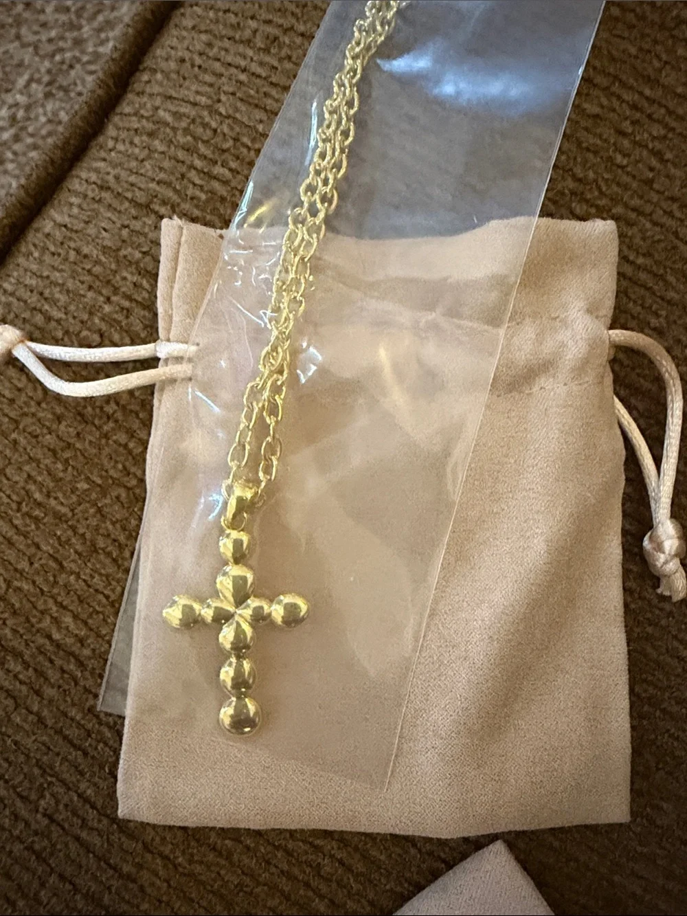 Gold Tone Cross Pendant Necklace with Chain uncommon James